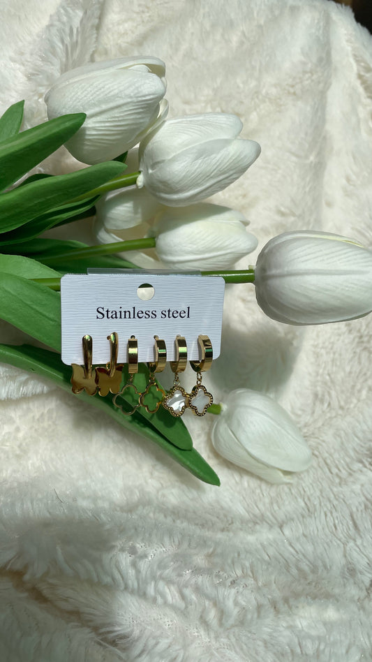 Clove and butterfly design earing (stainless)